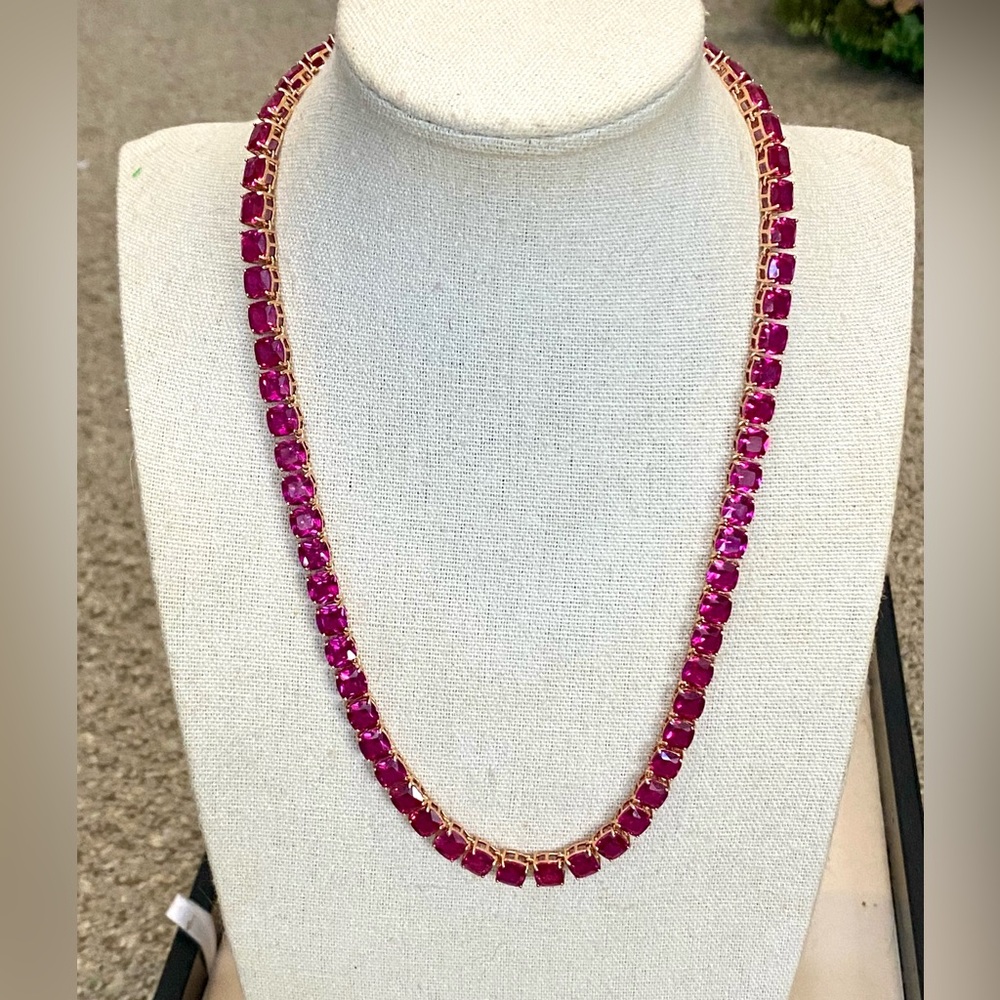 Sterling Silver Ruby Rose Gold Wash Tennis Necklace